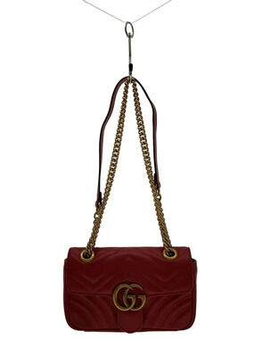 Gucci GG Marmont Chain Leather Shoulder Bag Brown